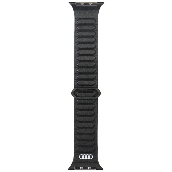 Pasek Audi Logo Genuine Leather Magnetic Ring do Apple Watch 44/45/46/49mm czarny