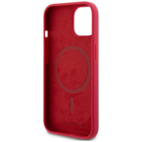Etui Karl Lagerfeld Silicone             Karl&Choupette Heads Ring MagSafe do iPhone 15 czerwony