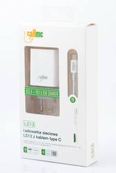 ŁADOWARKA SIECIOWA CALLME LS13 2 USB PD+QC 3.0 Z KABLEM TYP-C 18W BIAŁY