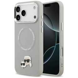 Etui Karl Lagerfeld Karl & Choupette Pins MagSafe do iPhone 17 Pro szary