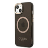 Guess GUHMP13MHTCMK iPhone 13 / 14 / 15 6.1" czarny/black hard case Gold Outline Translucent MagSafe