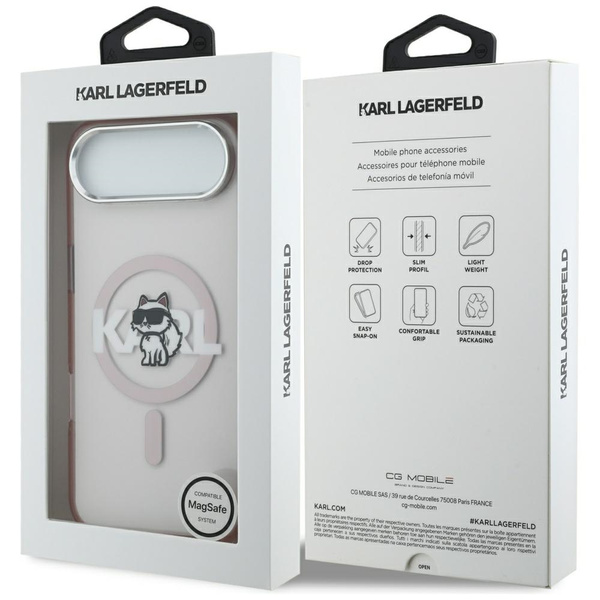 Etui Karl Lagerfeld IML Choupette Sketch Logo MagSafe do iPhone Air różowy