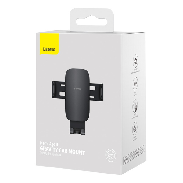 Baseus Metal Age II gravitational car phone holder for ventilation grille black (SUJS000001)