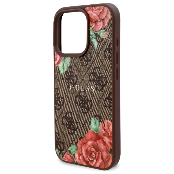 Guess GUHMP16LP4ROPEMCW iPhone 16 Pro    6.3" brązowy/brown hardcase 4G Flowers Print MagSafe