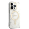 Zestaw Guess GUBPP14XHMEACSH Case+ Charger iPhone 14 Pro Max 6,7" biały/white hard case Marble MagSafe