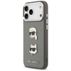 Etui Karl Lagerfeld FW Grained Karl &    Choupette Heads Pins & Logo do iPhone 17 Pro Max szary