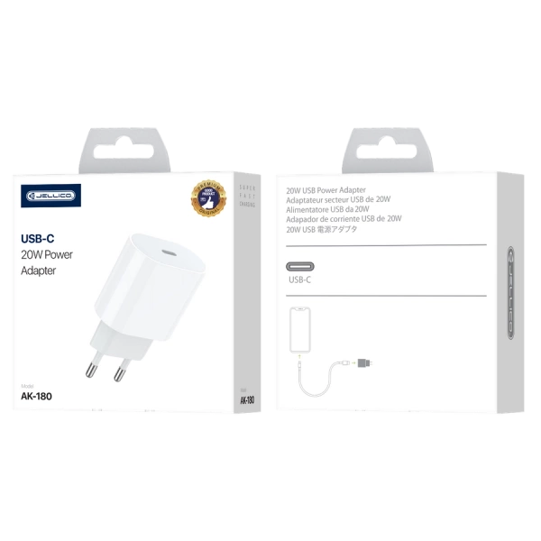 JELLICO ładowarka sieciowa AK180 PD 20W 1xUSB-C Biały