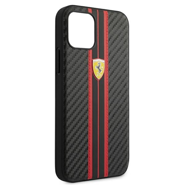 Ferrari FESNECHCP12MRE iPhone 12/12 Pro 6,1" czarny/black hardcase On Track PU Carbon