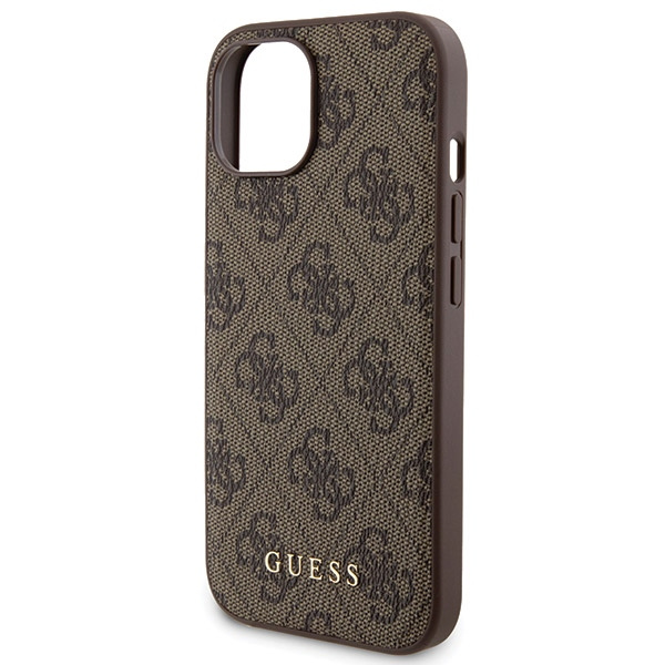 Zestaw Guess GUBPM5P15S4GEMGW iPhone15 6.1" hardcase + Powerbank 5000mAh MagSafe brązowy/brown 4G Metal Logo