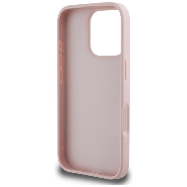 Etui Guess Hot Stamp 4G Pattern Triangle Metal Logo do iPhone 16 Pro różowy