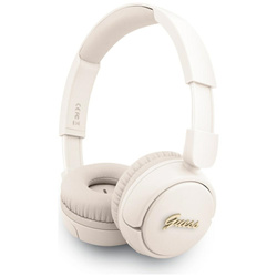 Słuchawki nauszne Guess Bluetooth 5.3 Metal Logo Script beżowy