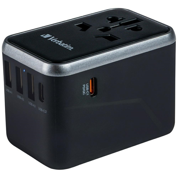 Verbatim Adapter podróżny EU/UK/US3xUSB-A/2xUSB-C PD 61W UTA-04 czarny/black 49546
