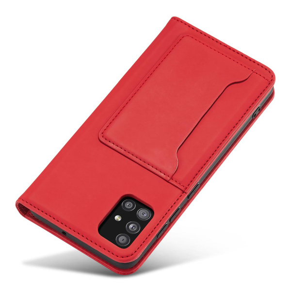 Magnet Card Case etui do Xiaomi Redmi Note 11 Pro pokrowiec portfel na karty kartę podstawka czerwony