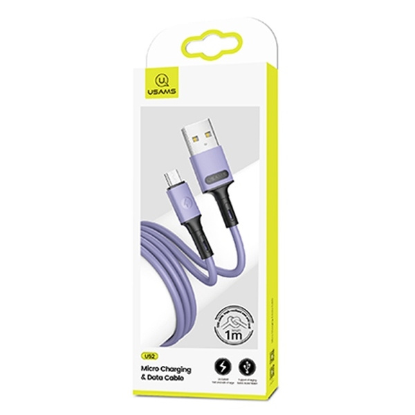 USAMS Kabel U52 microUSB 2A Fast Charge 1m purpurowy/purple SJ435USB04 (US-SJ435)