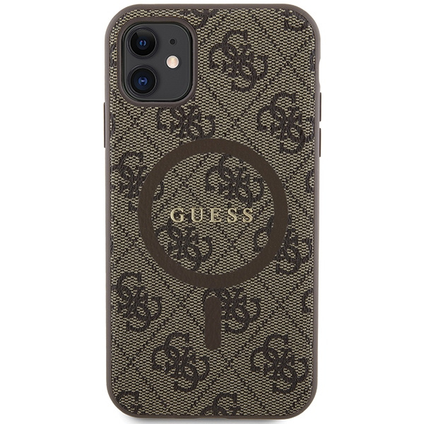 GUESS GUHMN61G4GFRW IPHONE 11 6.1 " / XR BROWN / BROWN HARDCASE 4G COLLECTION LEATHER METAL LOGO MAGSAFE