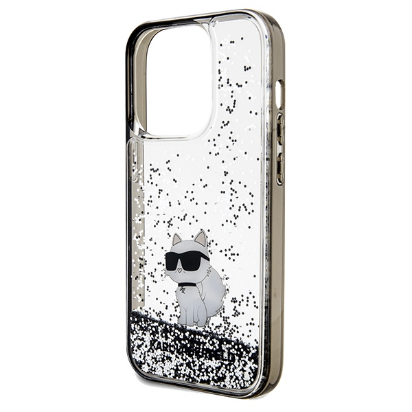 Karl Lagerfeld Liquid Glitter Choupette case for iPhone 14 Pro Max - transparent