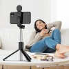 Selfie stick WR1YXS telescopic tripod 0.71m with round lamp - black