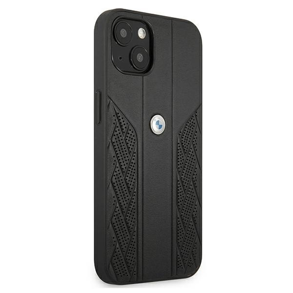 Etui BMW Leather Curve Perforate na iPhone 13 mini - czarne