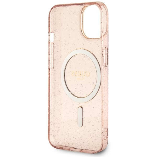 Guess GUHMP14MHCMCGP iPhone 14 Plus/ 15 Plus 6.7" różowy/pink hardcase Glitter Gold MagSafe