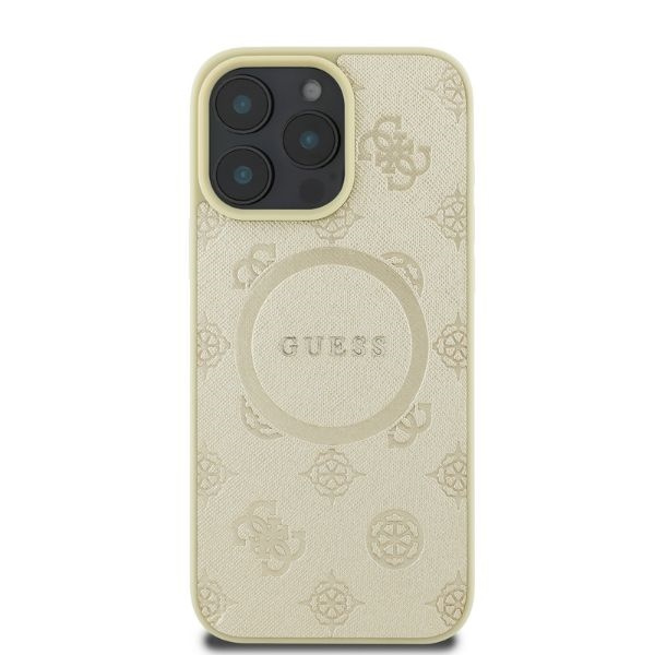Guess GUHMP16LPSAPSMED iPhone 16 Pro6.3" złoty/gold hardcase Saffiano Peony Classic Logo MagSafe