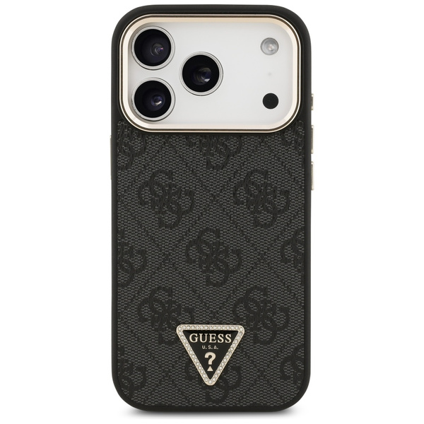 Etui Guess 4G Triangle Logo MagSafe do   iPhone 17 Pro czarny złoty