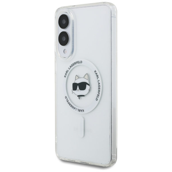 Etui Karl Lagerfeld Button Choupette     Head Printed Logo MagSafe do Samsung Galaxy S25 Edge biały