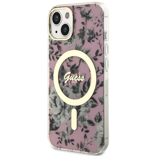 Guess GUHMP14MHCFWSP iPhone 14 Plus/ / 15 Plus 6.7" różowy/pink hardcase Flower MagSafe