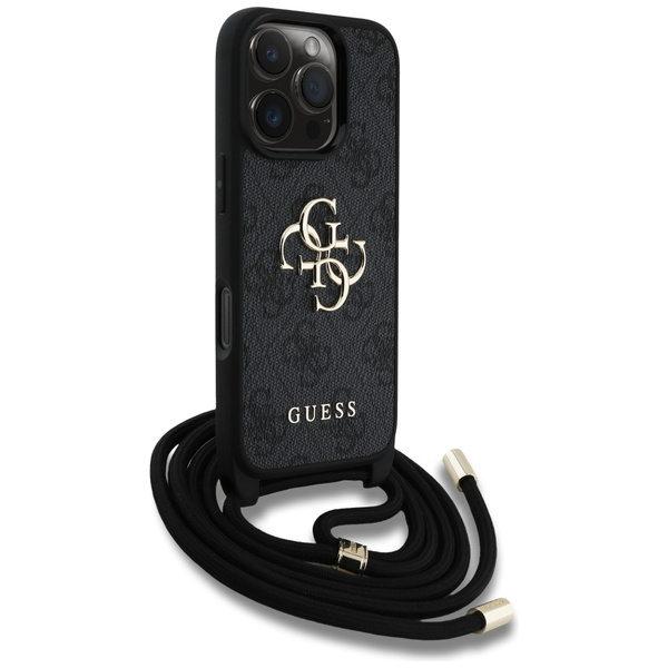 Etui Guess 4G Big Logo Cord Stap         Crossbody do iPhone 16 Pro czarny