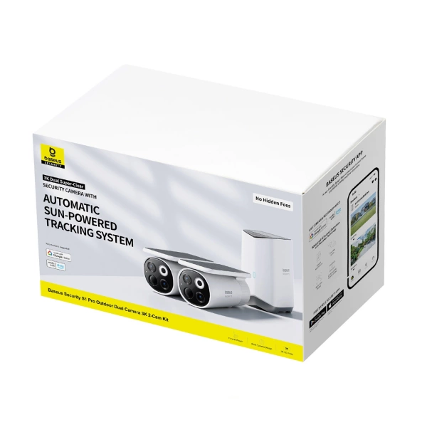Zewnętrzny zestaw monitoringu Baseus Security S1 Pro Dual 3K (2 kamery) – biały