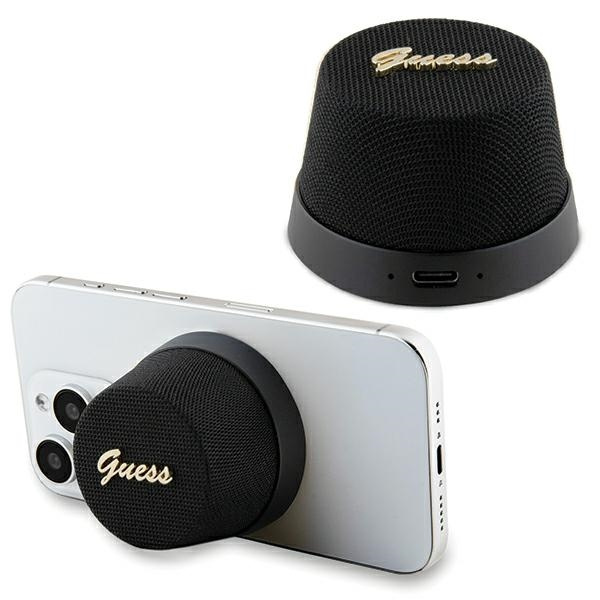 Guess głośnik Bluetooth GUWSC3ALSMKSpeaker Stand czarny/black Magnetic Script Metal