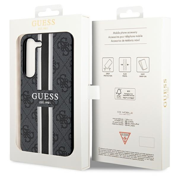 GUESS GUHCS23SP4RPSK S23 S911 BLACK/BLACK HARDCASE 4G PRINTED STRIPE