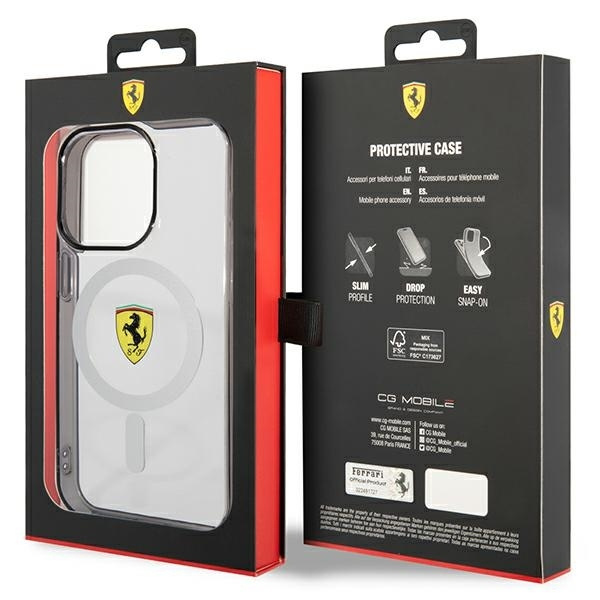 Etui Ferrari Outline MagSafe na iPhone 14 Pro - przezroczyste