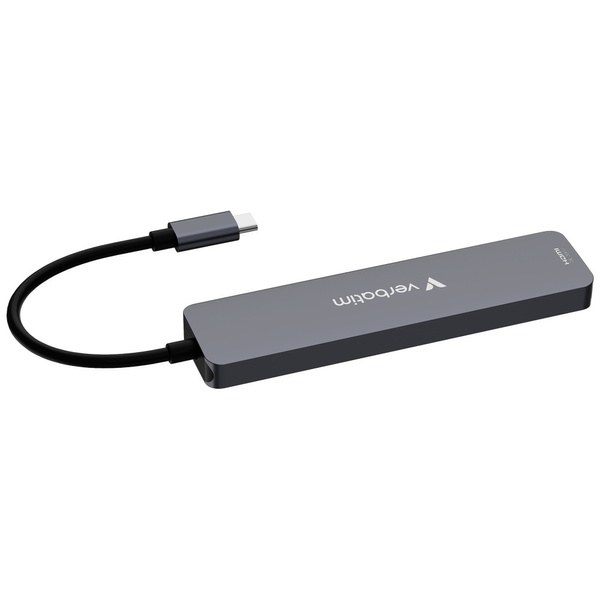 Adapter Hub Verbatim HDMI/USB-C          3.2/USB-C/2xUSB-A 3.2/SD/microSD aluminiowy 32158