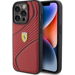 Etui Ferrari Twist Metal Logo na iPhone 15 Pro - czerwone