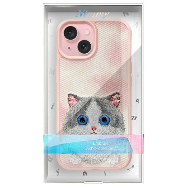 Nimmy etui iPhone 15 6.1" różowy/pink     Big Eyed Pet 2.0 Cat