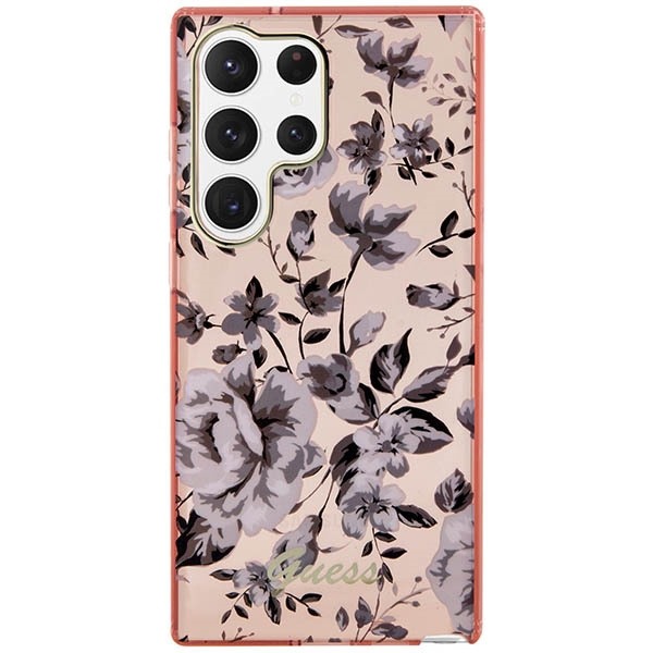 Guess GUHCS23LHCFWSP S23 Ultra S918różowy/pink hardcase Flower Collection