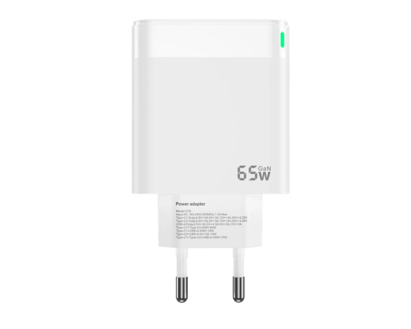 JELLICO wall charger C79 GaN PD 65W 2xUSB-C + 1xUSB QC3.0 White