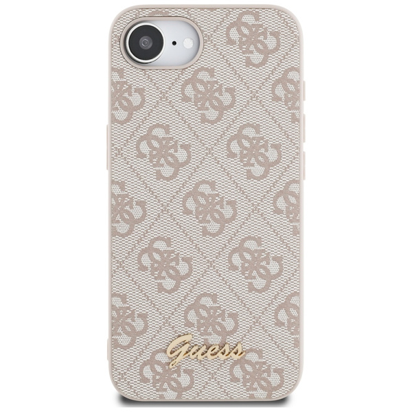 Etui Guess 4G Script Logo MagSafe do iPhone 16e różowy