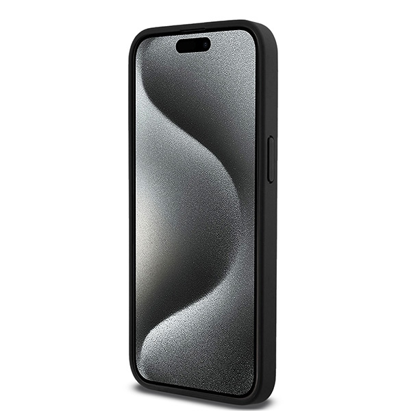 DKNY DKHMP15XPSHRPSK iPhone 15 Pro Max6.7" czarny/black hardcase Leather Monogram Pattern Metal Logo MagSafe