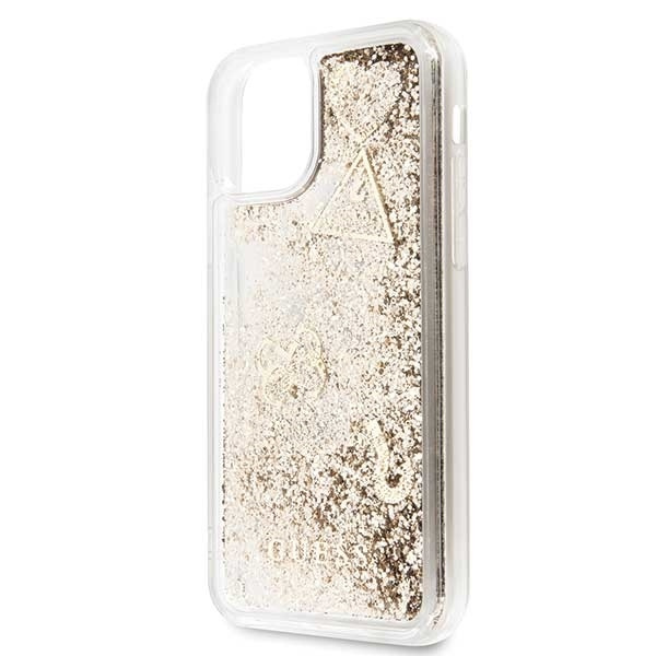 Guess GUHCN58GLHFLGO iPhone 11 Progold/złoty hard case Glitter Hearts