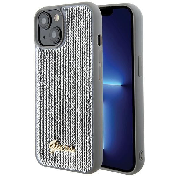 Guess GUHCP15SPSFDGSS iPhone 15 / 14 / 13 6.1" srebrny/silver hardcase Sequin Script Metal