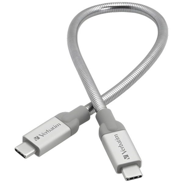Verbatim Kabel stalowy USB-C/USB-C 3A30cm srebrny/silver 48867