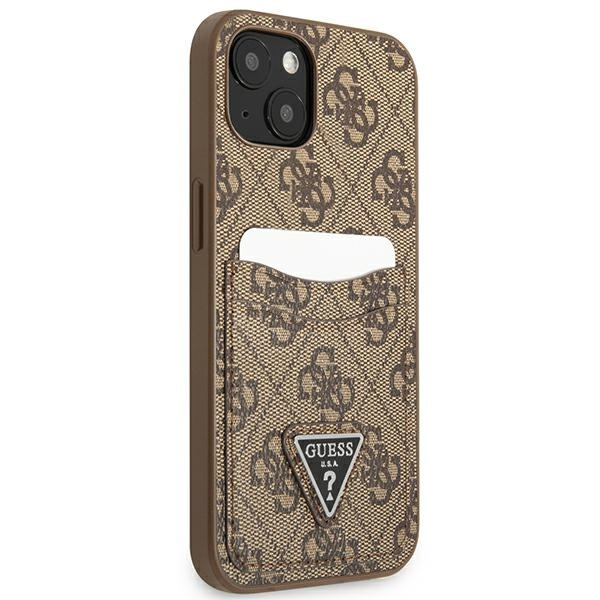 Guess GUHCP13SP4TPW iPhone 13 mini 5,4" brązowy/brown hardcase 4G Triangle Logo Cardslot