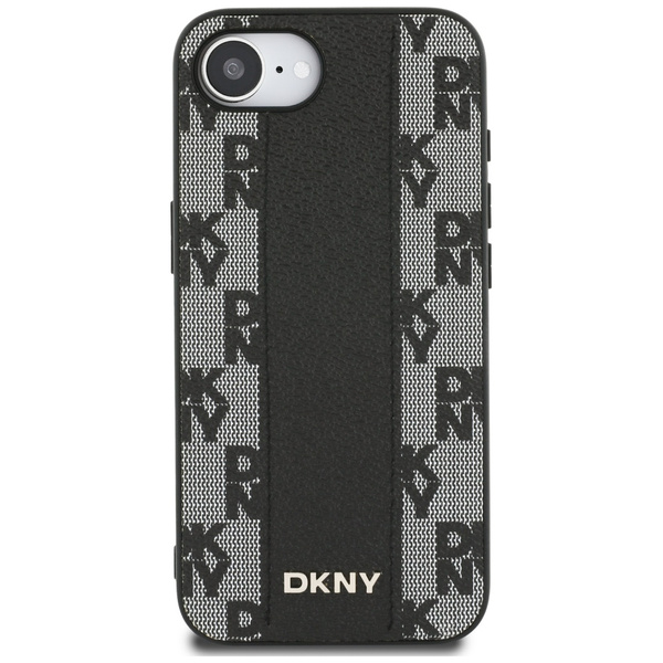 Etui DKNY Leather Checkered Mono Pattern MagSafe do iPhone 16e czarny