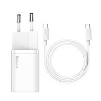 Baseus ładowarka sieciowa Super Si PD 25W 1x USB-C biała + kabel USB-C - USB-C