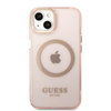 Guess GUHMP13MHTCMP iPhone 13 / 14 / 15 6.1" różowy/pink hard case Gold Outline Translucent MagSafe