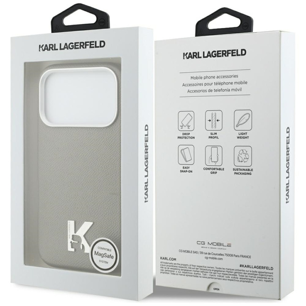 Etui Karl Lagerfeld Karl Head Logo MagSafe do iPhone 17 Pro Max szary