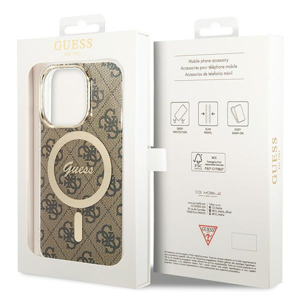 Guess GUHMP15LH4STW iPhone 15 Pro6.1" brązowy/brown hardcase IML 4G MagSafe