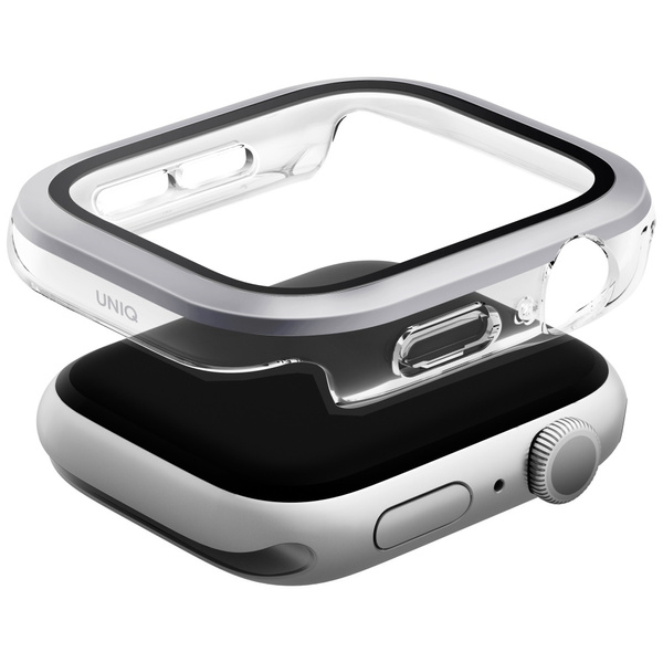 Etui UNIQ Voute do Apple Watch Series 10 46mm szkło hartowane srebrny
