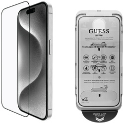 Zestaw 2w1 Guess BP Rhinestone szkło na ekran i obiektyw aparatu do iPhone 16 Pro Max srebrny